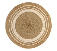 Tapis de salon et chambre HAMID -Tapis Jute Rond Naturelle Blanc Alhambra-100% Fibre de Jute Naturelle - Tissé à la Main- 150x150cm