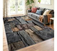 Tapis de Salon Lavable en Machine 160 x 230 cm, Industriel Poil Antidérapant avec Rustique Réaliste Brique De Pierre Tapis pour la Chambre à Coucher Le Bureau à Domicile Decoration Chambrel, Gris