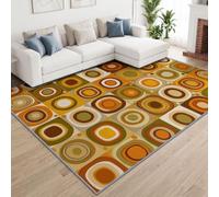 Tapis de Salon Médiéval Géométrique 80 x 150 cm, Grille Ellipse Concentrique Tapis Poils Courts Lavable Moderne, Décoratif Antidérapant et Doux pour Salon Chambre et Bureau
