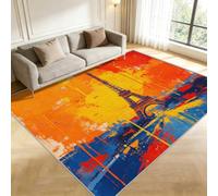 Tapis de Salon Paris 3D, 120x170 cm, Doux Poils Courts | Lavable en Machine, Antidérapant, Tour de Fer Chambre Tapis, Dressing, Descente de lit, Interieur Decor