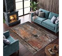 Tapis de Salon Planches Bois Patinées 60 x 90 cm pour Garçons Filles | Vieilli Industriel Tapis de Chambre 3D Imprimé Flanelle Lavable Moquette Coucher Cuisine Bureau