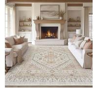 Tapis de salon rétro - 40x60 cm - Beige clair - Imitation cachemire - Lavable en machine - Anti-salissure