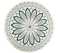 Tapis de salon rond 90 cm PATIO blanc motif géométrique mandala vert
