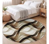 Tapis de Salon Rond Moderne, Motif Ruban Abstrait pour Chambre d'enfant | Tapis Rond Glam Antidérapant Doux et Moelleux pour Salle à Manger Chambre Canapé, Diamètre 180 cm