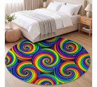 Tapis de Salon Rond Moderne, Motif Tourbillon pour Chambre d'enfant | Tapis Rond Étoile Abstrait Dessin Animé Antidérapant Doux et Moelleux pour Salle à Manger Chambre Canapé, Diamètre 180 cm