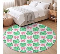 Tapis de Salon Rond, Motif Grenouille Dessin Animé pour Chambre d'enfant | Tapis Rond Animal Grenouille Verte Antidérapant Doux et Moelleux pour Salle à Manger Chambre Canapé, Diamètre 180 cm
