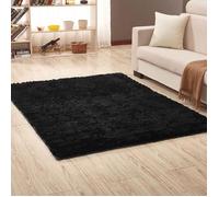 tapis de salon, shaggy noir tapis chambre à poils profonds, décoration appartement chambre grande taille tapis, moderne moquette p
