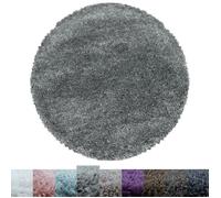 Tapis de salon Shaggy Silver 160 cm Rond Ø - SIMPEX - Gris - Uni - Intérieur