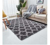 Tapis de salon shaggy style - Aueq - berbère 120 x 160 cm gris anthracite et blanc