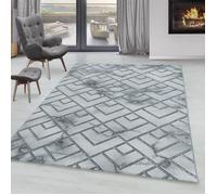 Tapis de salon - SIMPEX - Motif Marbré Lignes Diamants Silver - Gris - 160 x 230 cm