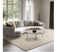Tapis de Salon - THE CARPET - Elisa - Géométrique - Velours Haute Densité - Beige - 120 cm Rond