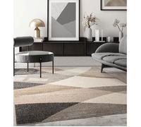 the carpet - Pearl - Tapis à Poils Courts et denses - Moderne - pour Salon et Chambre à Coucher - Découpe des Contours - Motif géométrique - Motif ondulé - Beige - 80 x 140 cm