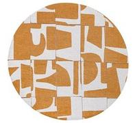 Tapis de salon tissé plat Papercut - Craft Collection - Curry - 140 x 140 cm - Design Moderne Bauhaus avec Formes Déconstruites, Tangram, Équilibre entre Forme et Couleur Jaune G