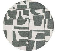Tapis de salon tissé plat Papercut - Craft Collection - Sea Spray - 140 x 140 cm - Design Moderne Bauhaus avec Formes Déconstruites, Tangram, Équilibre entre Forme et Couleur Vert G