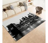 Tapis de Salon Vue sur Le Pont de Brooklyn, New York Tapis Poils Courts Doux Fluffy Facile À Entretenir, Gris Moquette Antidérapant Lavable en Machine - pour Chambre à Coucher 60 x 90 cm