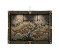 Tapis de séchage à vaisselle avec motif poisson pour comptoir de cuisine, tapis d'égouttoir à vaisselle absorbant vert rustique en microfibre pour comptoir de cuisine, 45,7 x 61 cm