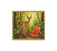 Tapis de séchage à vaisselle en forme de cerf pour comptoir de cuisine, tapis absorbant pour égouttoir à vaisselle, tapis de séchage rustique en microfibre pour café, bar, 40,6 x 45,7 cm