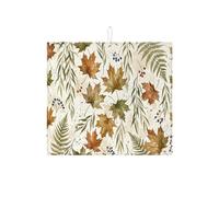 Tapis de séchage à vaisselle en forme de feuille d'automne pour comptoir de cuisine, tapis d'égouttoir absorbant en forme de feuille rustique, tapis de séchage en microfibre pour café 40,6 x 45,7 cm