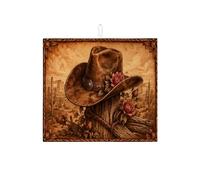 Tapis de séchage à vaisselle en microfibre absorbant motif chapeau de cowboy pour comptoir de cuisine, motif floral rustique, 40,6 x 45,7 cm