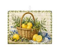 Tapis de séchage à vaisselle en microfibre pour comptoir de cuisine, motif feuilles vertes, absorbant, tapis de séchage en microfibre rustique pour décoration de comptoir de cuisine, 45,7 x 61 cm