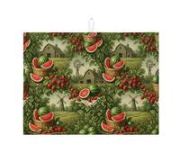Tapis de séchage à vaisselle en microfibre pour comptoir de cuisine, style vintage vert, absorbant, tapis de séchage en microfibre rustique pour café, 45,7 x 61 cm