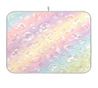 Tapis de séchage à vaisselle pour comptoir de cuisine - Motif macaron arc-en-ciel dégradé - 40,6 x 45,7 cm - Tapis absorbant, tapis d'égouttoir à vaisselle motif floral rustique - Pour égouttoir à