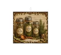 Tapis de séchage rustique à herbes aromatiques pour comptoir de cuisine, tapis d'égouttoir à vaisselle absorbant à motif botanique vert en microfibre pour décoration d'intérieur, 40,6 x 45,7 cm