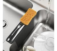 Tapis de selle en silicone antidérapant pour évier de cuisine Gris | Tapis de selle d'évier en silicone pour double cuve, protection contre la chaleur avec poignée antidérapante, noir