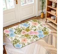 Tapis de sol à fleurs, pétales de feuilles naturelles, pastel, antidérapant, tapis rectangulaire qui ne perd pas ses poils pour salle de bain, entrée, cuisine, chevet, 0,6 x 0,9 m