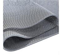 Tapis de sol antidérapant en PVC de 5 mm d'épaisseur, design en maille pour zones humides, utilisation intérieur/extérieur, gris, 90 x 300 cm, durable et facile à nettoyer