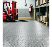 Tapis de sol de garage robuste en caoutchouc antidérapant avec plaque diamant pour la protection, revêtement en PVC pour animaux domestiques et industriel, 5 mm d'épaisseur, 0,7 m x 1 m
