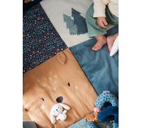 Tapis de sol / fond de parc patchwork coton et velours BROCÉLIANDE vert imprimé 75X100