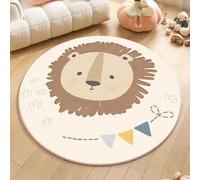 Tapis de Sol Jeu pour Enfants Chambre Antidérapant Salon pour Chambre à Coucher Adolescents Garçons Moquette Concurrente Cadeaux Gamer Adolescents Décoration Brun Our Lion (Blanc 1, 80x80cm)