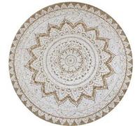 vidaXL Tapis Jute Tressé Imprimé 150cm Rond Moquette Carpette à la Main Décor