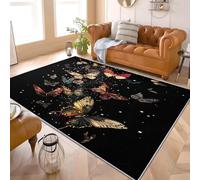 Tapis de Sol Lavable 80x150 cm Papillon du Vent Fantastique Tapis Doux pour Usage Quotidien, Design Antiglisse Noir Convient aux Espaces Familiaux, Chambre et Zones Décoratives