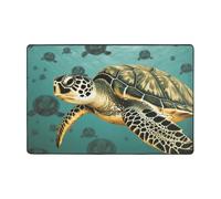Tapis de sol lavable en flanelle pour salon 91,4 x 61 cm | Tapis de sol imprimé tortue de mer pour salon, chambre à coucher, cuisine, entrée