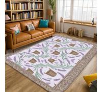 Tapis de sol lavande rustique vintage avec feuilles de seau, printemps, violet, antidérapant, tapis rectangulaire pour salon, chambre à coucher, salle de ppartement, décoration 1,5 x 2,1 m