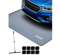 Tapis de sol pour garage - Bac de rétention de 2,36 x 4,88 m - PVC 1000D robuste - Imperméable et antidérapant - Bordure de 3 cm - Livré avec système de fixation et de drainage - Couleur : gris