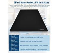 Tapis de sol pour garage - Bac de rétention en PVC - 2,36 x 5,49 m - Robuste, tissu 1000D avec coutures soudées étanches - Imperméable et antidérapant - Livré avec des attaches et 8 fixations - Noir