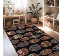 Tapis de sol rectangulaire antidérapant à motif ethnique moderne pour salon, chambre à coucher, couloir, bureau, décoration 1,2 x 1,8 m