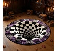 Tapis de Sol Rond À Effet Visuel 3D Halloween, Illusion de Trou Sans Fond | Tapis de Sol Antidérapant pour Salon, Entrée, Fête Intérieure, Décoration de Maison Festive,D,120cm