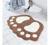 Tapis de Sol Scandinave Antidérapant pour Salle de Bain - Motif Pied sur Fond Café - Dimensions 40x60 cm - Design Moderne et Ludiq