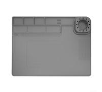 Tapis de soudure en silicone résistant à la chaleur 40 x 30 cm, tapis de réparation antistatique pour électronique, tampon isolant pour fer à souder, téléphone, horloge, ordinateur (TE-722) (gris)