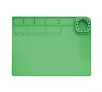 Tapis de soudure en silicone résistant à la chaleur 40 x 30 cm, tapis de réparation antistatique pour électronique, tampon isolant pour fer à souder, téléphone, horloge, ordinateur (TE-722) (vert)