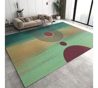 Tapis de Surface en dégradé de Feuille d’Or Verte, géométrie médiévale, Lignes arquées, Tapis pour Salon, Tapis lavables antidérapants, à appliquer à l’entrée de la Chambre (120x180cm)