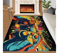 Tapis de Surface Gamepad - Tapis de Jeu Tapis de Graffiti Abstrait coloré Tapis Noir (100x140cm)