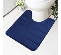 Tapis de toilettes antidérapant en mousse à mémoire de forme et gélatine, 50 x 60 cm, tapis de bain absorbant, bleu marine, lavable