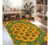 Tapis de tournesol, motif floral d'été, feuille d'abeille, jaune, à poils courts en éponge pour la maison, le salon, la chambre à coucher, la salle de classe, l'appartement, 1,2 x 1,8 m