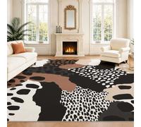 Tapis De Zone, Moderne Abstrait Imprimé Animal Tache Géométrique Noir Marron Imprimé Tapis Antidérapant, Facile À Nettoyer Tapis Carré Ménage Tapis De Sol De Canapé Antidérapant 40 x 60 cm