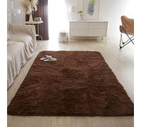 Tapis de zone moelleux et moderne, grand et shaggy, convenant pour la chambre, le salon, le dortoir, la décoration de la maison, moelleux et douillet, confortable en marron, pouvant être utilisé comme